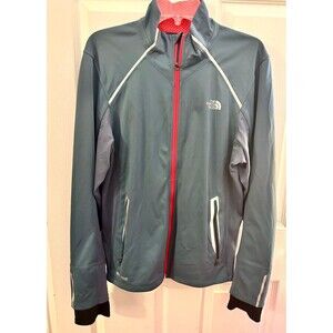 THE NORTH FACE CIPHER WINDSTOPPER JACKET MEN'S SIZE MEDIUM M GRAY/RED HOODED